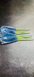 2” crappie slayer Crystal blue w/ chartruce tails